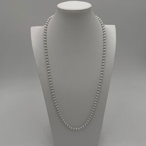 Vintage Oops A Daisy White Metal Bead Long Necklace